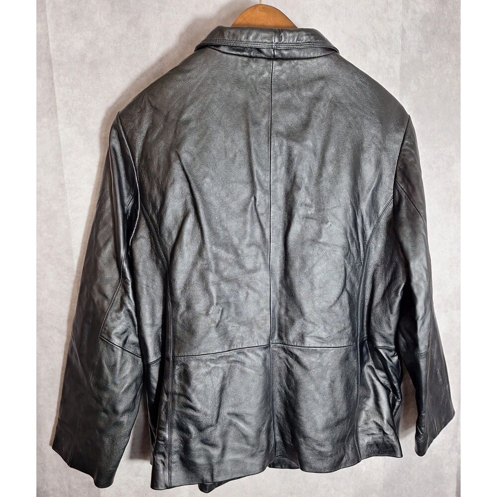 Tiboa Leather Jacket Womens 2X Black Genuine Leather Zip Collared Lined Pockets - Picture 2 of 9
